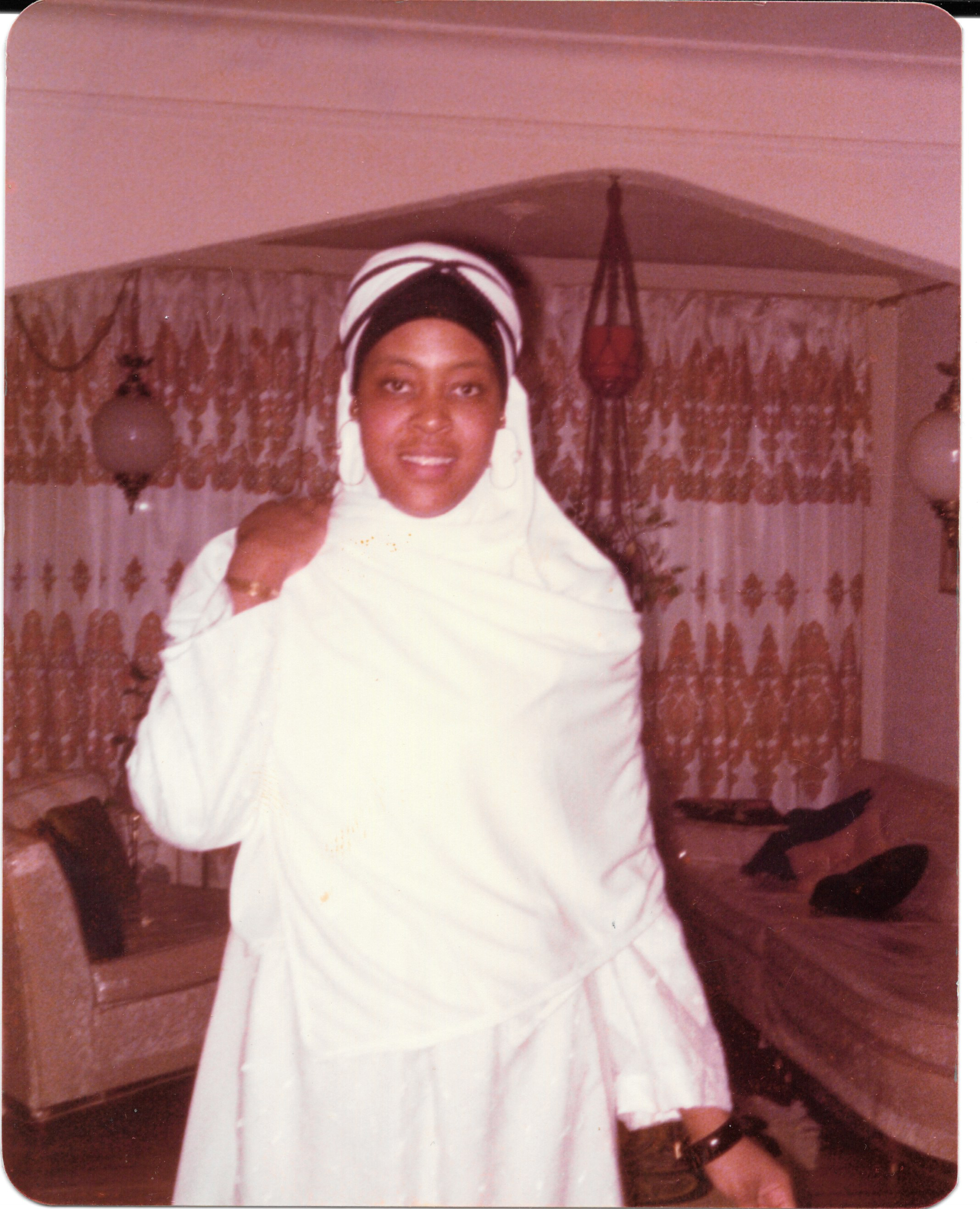 Umi in her wedding dress from first marriage in 1977.